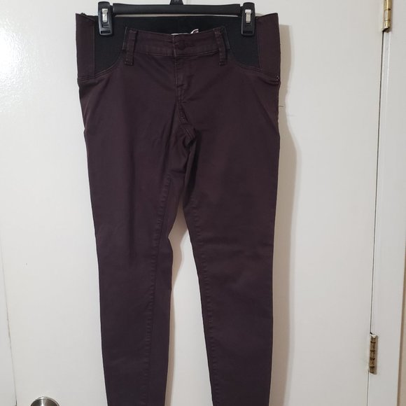 Isabel Maternity by Ingrid & Isabel Denim - Burgundy Under Belly Maternity Jeggings By Isabel Maternity Size 0